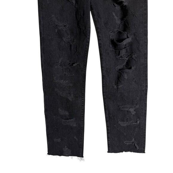 Agolde Criss Cross Straight Leg Distressed Ripped Feverish Black Denim Jeans 23 - Picture 6 of 12